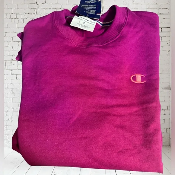 Champion Hot Pink Pullover Sweatshirt Medium NWT | Bold Color + Cozy Streetwear - Picture 6 of 6